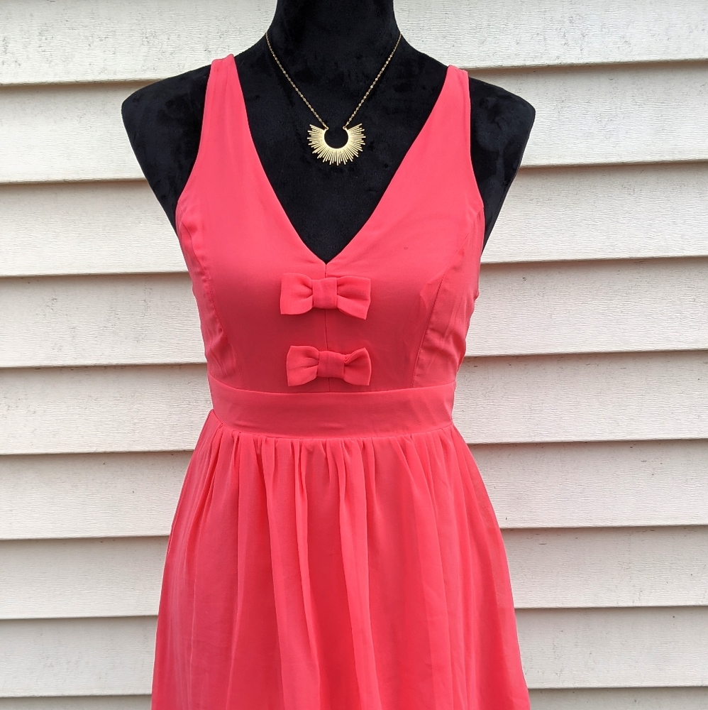 Pink Bow Tie Mini Dress